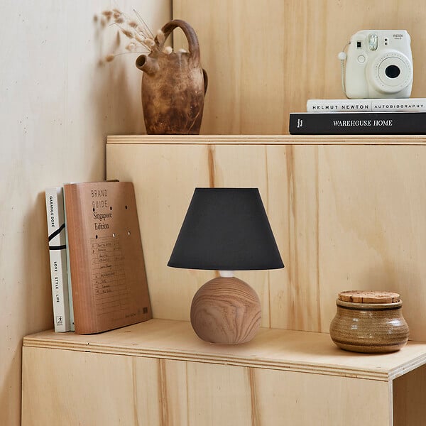 COREP - Lampe à poser - Céramique - Minilou - Noir et naturel - large