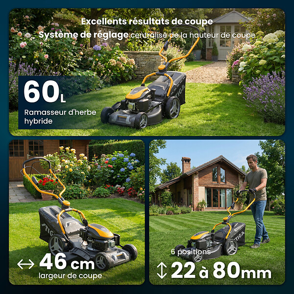 STIGA - Tondeuse autotractée thermique Combi 748 SE - L.46cm - 139cm³ - large