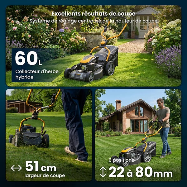 STIGA - Tondeuse thermique Combi 753 SE - 166cc / 51cm + demarrage electrique - large