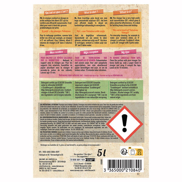 STARWAX - Vinaigre blanc ménager 20° - 5L - large