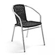 OVIALA - Lot 4 fauteuils de jardin aluminium et résine noir - Saint Germain - vignette