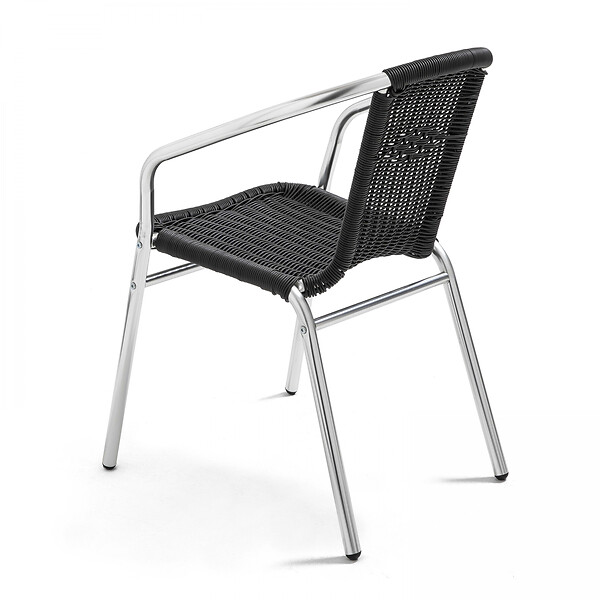 OVIALA - Lot 4 fauteuils de jardin aluminium et résine noir - Saint Germain - large