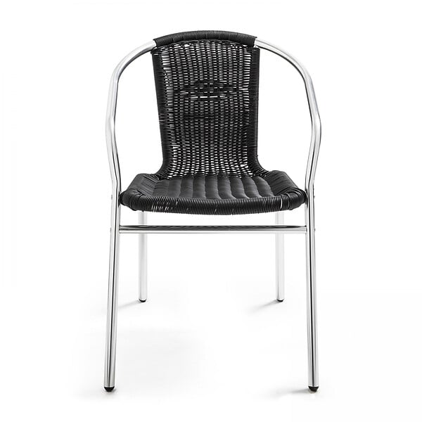 OVIALA - Lot 4 fauteuils de jardin aluminium et résine noir - Saint Germain - large