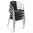 OVIALA - Lot 4 fauteuils de jardin aluminium et résine noir - Saint Germain - vignette