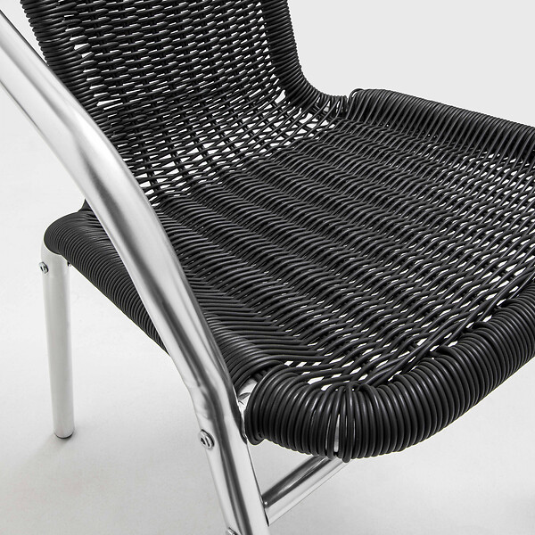 OVIALA - Lot 4 fauteuils de jardin aluminium et résine noir - Saint Germain - large