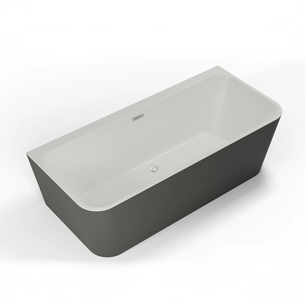SPALINA - Baignoire Semi-îlot Murale Mint 160 Grise 160 X75 X57 Cm, By Spalina - large