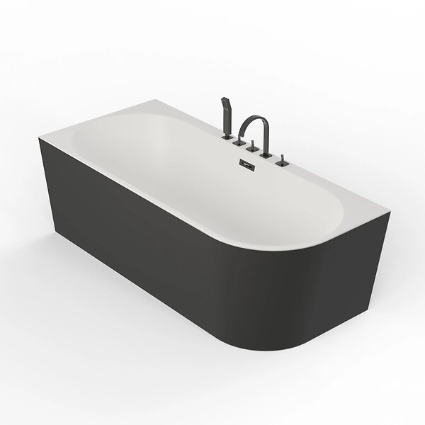 SPALINA - Baignoire Ilot Capri 170 gauche noire + robinetterie noire mate 170 x76 x58 cm, by SPALINA - large