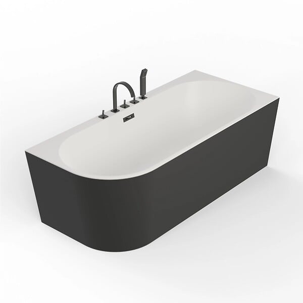 SPALINA - Baignoire Ilot Capri 170 droite noire + robinetterie noire mate 170 x76 x58 cm, by SPALINA - large