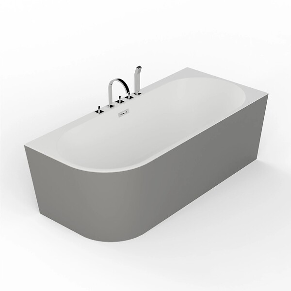 SPALINA - Baignoire Semi-îlot Murale D'angle Capri 170 Droite Grise 170 X76 X58 Cm, By Spalina - large