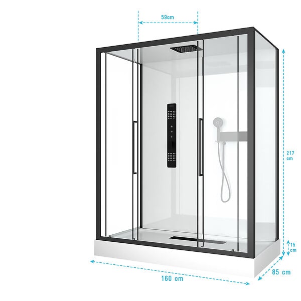 AURLANE - Cabine de douche RECTANGLE 160x85x217cm - FACTORY 2 XXL - large