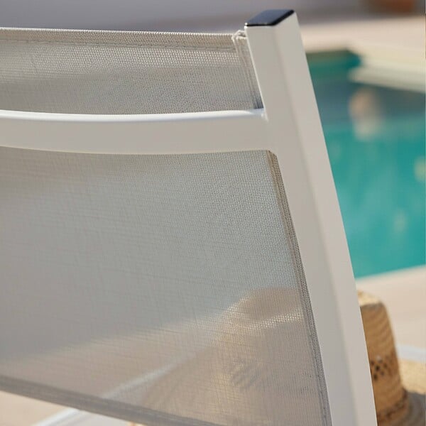 OVIALA - Chaise de jardin aluminium et textilène blanc - Nice - large