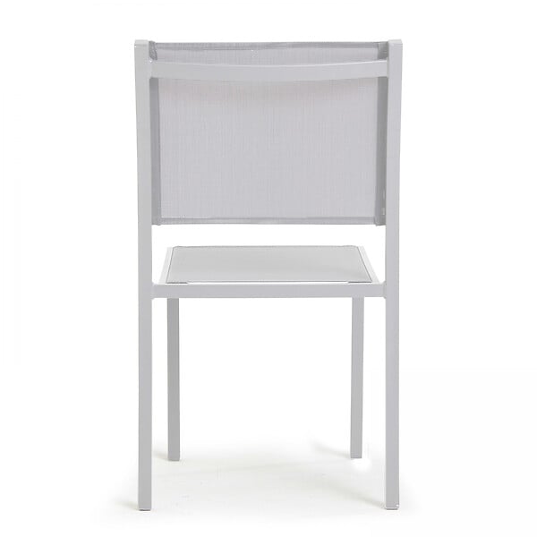 OVIALA - Chaise de jardin aluminium et textilène blanc - Nice - large