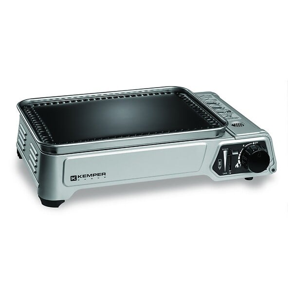 KEMPER - Plancha à gaz portable 2300W + 4 cartouches de gaz + Valise de transport KEMPER - large