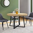 ID MARKET - Table à manger extensible ronde SELMA 4-10 personnes bois et noir 110-200 cm - vignette
