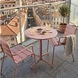 OVIALA - Ensemble table de jardin et 2 fauteuils en métal rose poudré - Palavas - vignette