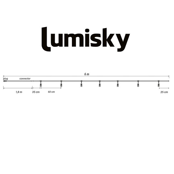 LUMISKY - Guirlande connectable PINE 7 ampoules E27 6M - large