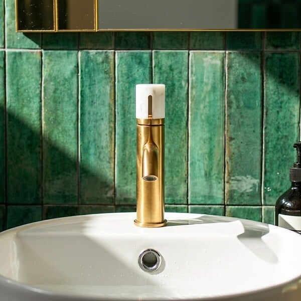 ESSEBAGNO - Manopola mitigeur lavabo bas or marbre - large