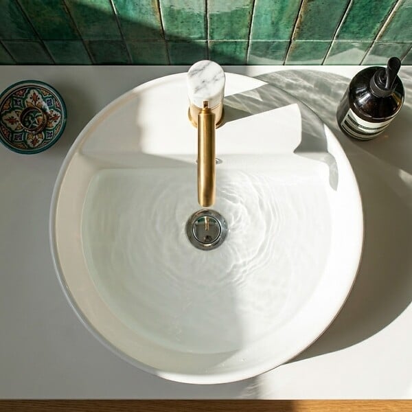 ESSEBAGNO - Manopola mitigeur lavabo bas or marbre - large