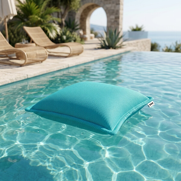 SOO  SANTAI - Coussin piscine flottant 65 × 65 × 25 cm intérieur / extérieur SANS billes de polystyrène – Bleu (CF6565-4) - large