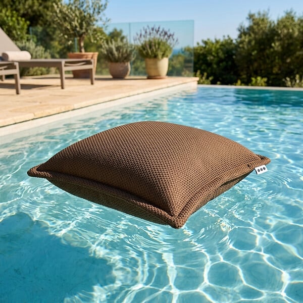 SOO  SANTAI - Coussin piscine flottant 45 × 45 × 25 cm intérieur / extérieur SANS billes de polystyrène – Brun (SCF4545-5) - large