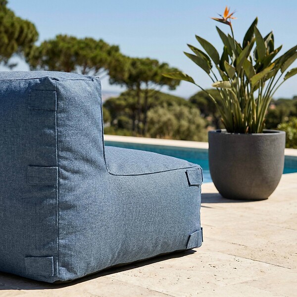 OVIALA - Fauteuil d'angle pour canapé modulable bleu pacific - Mixi - large