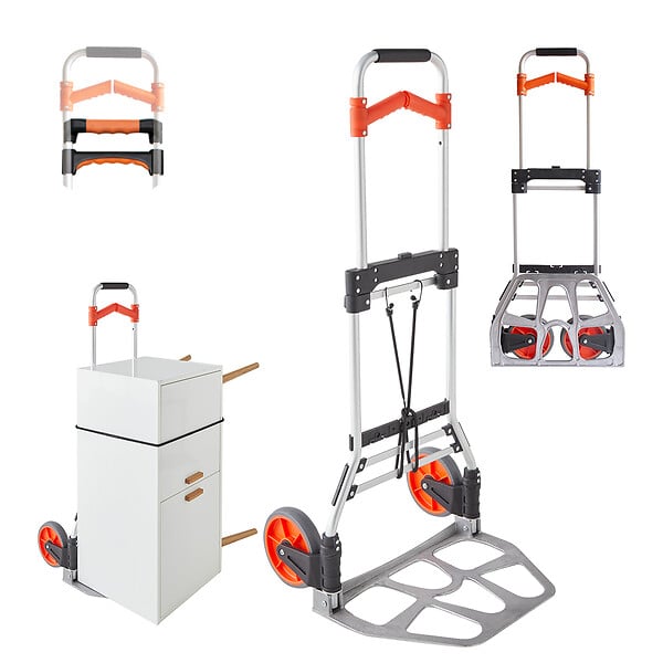 PACK AND MOVE - Pack and Move - Diable pliable en aluminium - 35 x 48 x 119 cm - 130 KG max - Pour déménagement et transport - large
