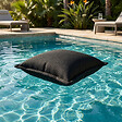 SOO  SANTAI - Coussin piscine flottant 65 × 65 × 25 cm intérieur / extérieur SANS billes de polystyrène – Noir (CF6565-7) - vignette