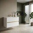 ESSEBAGNO - Musea meuble avec simple lavabo blanc et or brossé - vignette