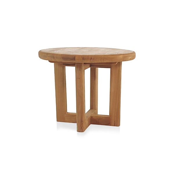 NATUREL - Table d'appoint de jardin en teck massif, 51x51x40.5 cm, forme ronde (NATOFT5151R) - large
