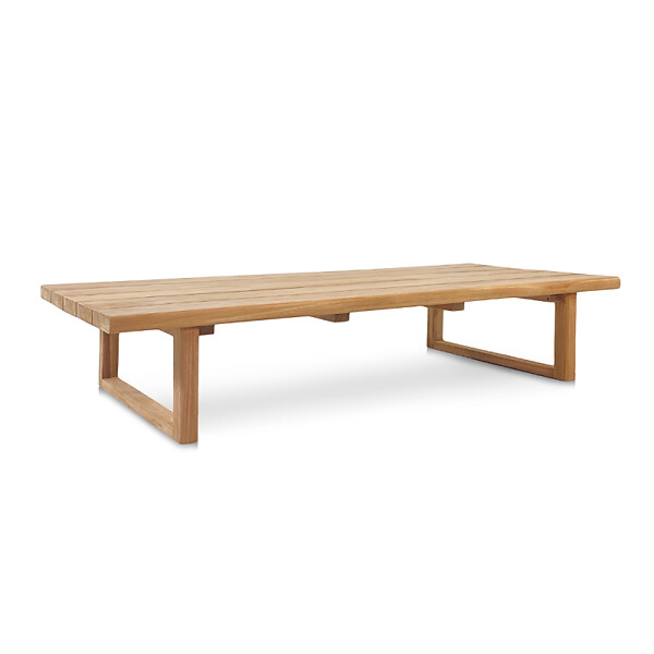 NATUREL - Table basse de jardin en teck massif, 153x72x30,5 cm, pieds-de-table design rectangulaire (NATOFT15372S) - large