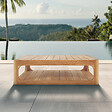 NATUREL - Table basse de jardin en teck massif, 122x86x35 cm, deux plateaux et angle arrondie (NATOFTB12286S) - vignette