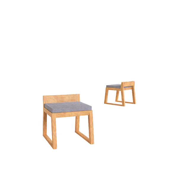 NATUREL - Lot de 2 chaises de table extérieur en teck massif, 50x59.5x56 cm, avec coussins gris perlé, sans dossier (NATOFCH50S-DUO) - large