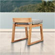 NATUREL - Chaise de table extérieur en teck massif, 50x59.5x56 cm, avec coussins gris perlé, sans dossier (NATOFCH50S) - vignette