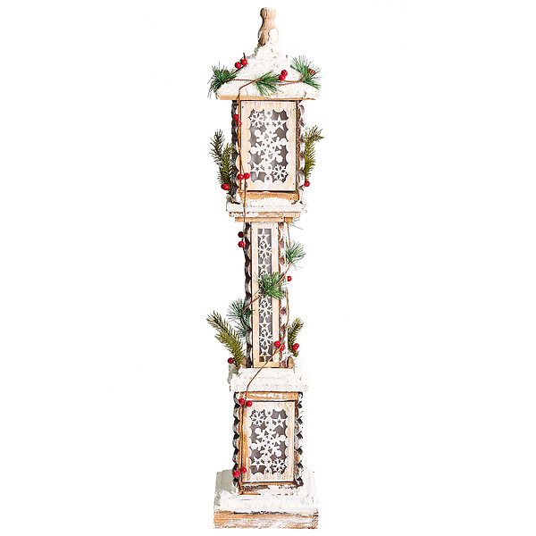 BELIANI - Décoration de Noël LED LENTIRA Lampadaires 80 cm Marron clair - large