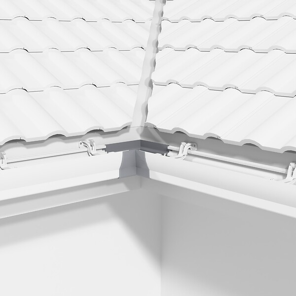 MON MARCHE DECO - Angle ext. 90° face plane / Angle int. 90° face galbée pour Gouttière PVC Moulurée - Gris - large