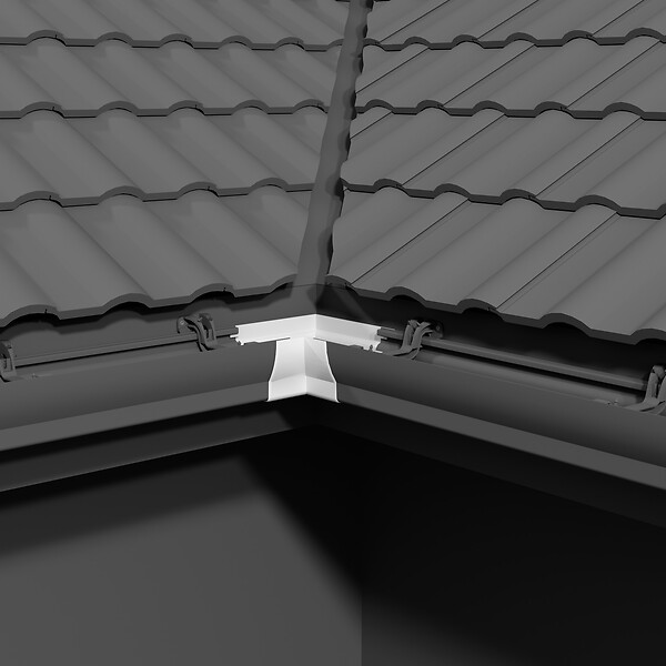 MON MARCHE DECO - Angle ext. 90° face plane / Angle int. 90° face galbée pour Gouttière PVC Moulurée - Blanc - large