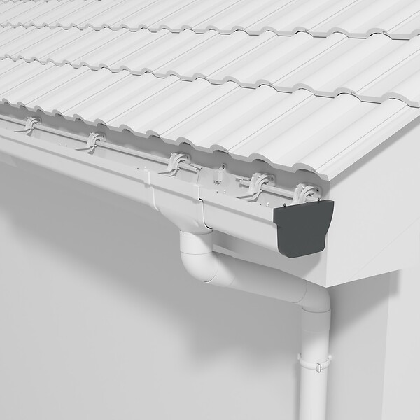 MON MARCHE DECO - Lot de 2 fonds de gouttière pour Gouttière PVC Moulurée - Anthracite - large