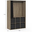 ID MARKET - Dressing penderie DIANE 104 x 50 x 172 cm hêtre avec 6 boites de rangement + rideau noir - vignette