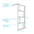 AURLANE - Paroi de retour Sérigraphie Briques 80x180 cm pour Porte de Douche DARK BLOCKS - Profilé Noir Mat - vignette