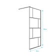 AURLANE - Paroi de retour Sérigraphie Briques 80x180 cm pour Porte de Douche DARK BLOCKS - Profilé Noir Mat - vignette