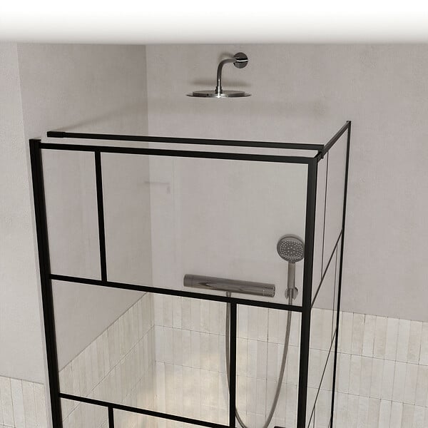 AURLANE - Paroi de Retour 80x180cm Sérigraphie Briques - Verre Anticalcaire 8mm - DARK BLOCS - large
