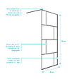 AURLANE - Paroi de retour Sérigraphie Briques 90x180 cm pour Porte de Douche DARK BLOCKS - Profilé Noir Mat - vignette