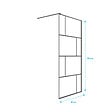 AURLANE - Paroi de retour Sérigraphie Briques 90x180 cm pour Porte de Douche DARK BLOCKS - Profilé Noir Mat - vignette