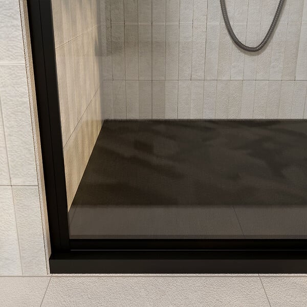 AURLANE - Porte de douche Pivotante 70x180 cm Sérigraphie Noire Motif Brique - Verre Anticalcaire 8mm - large
