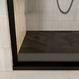 AURLANE - Porte de douche Pivotante 70x180 cm Sérigraphie Noire Motif Brique - Verre Anticalcaire 8mm - vignette
