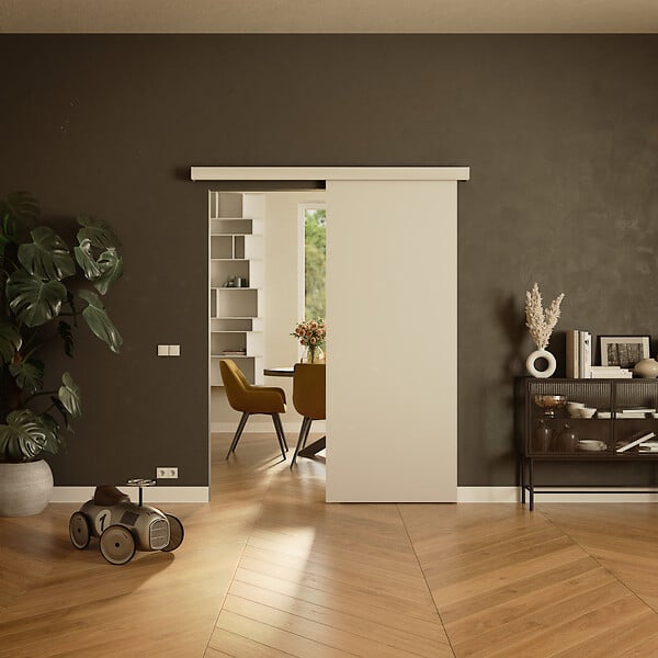 COULICOOL - Porte Coulissante non percée avec Rail - Prépeinte Plane 83 cm - large