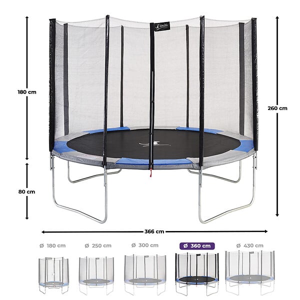 KANGUI - KANGUI Trampoline rond Ø360cm avec filet de sécurité - RALLI 360 - large