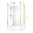AURLANE - Cabine de Douche à l'Italienne 120x90 Colonne Thermostatique Or Brossé et Receveur Haut Effet Pierre - vignette