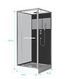 AURLANE - Cabine de Douche Carrée 90x90cm Porte Pivotante - Fond Noir avec bande effet miroir - SQUARE STRIPE - vignette