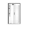 AURLANE - Cabine de Douche Rectangle 115x90 - Colonne Thermostatique Noire et Receveur Bas Effet Pierre - vignette